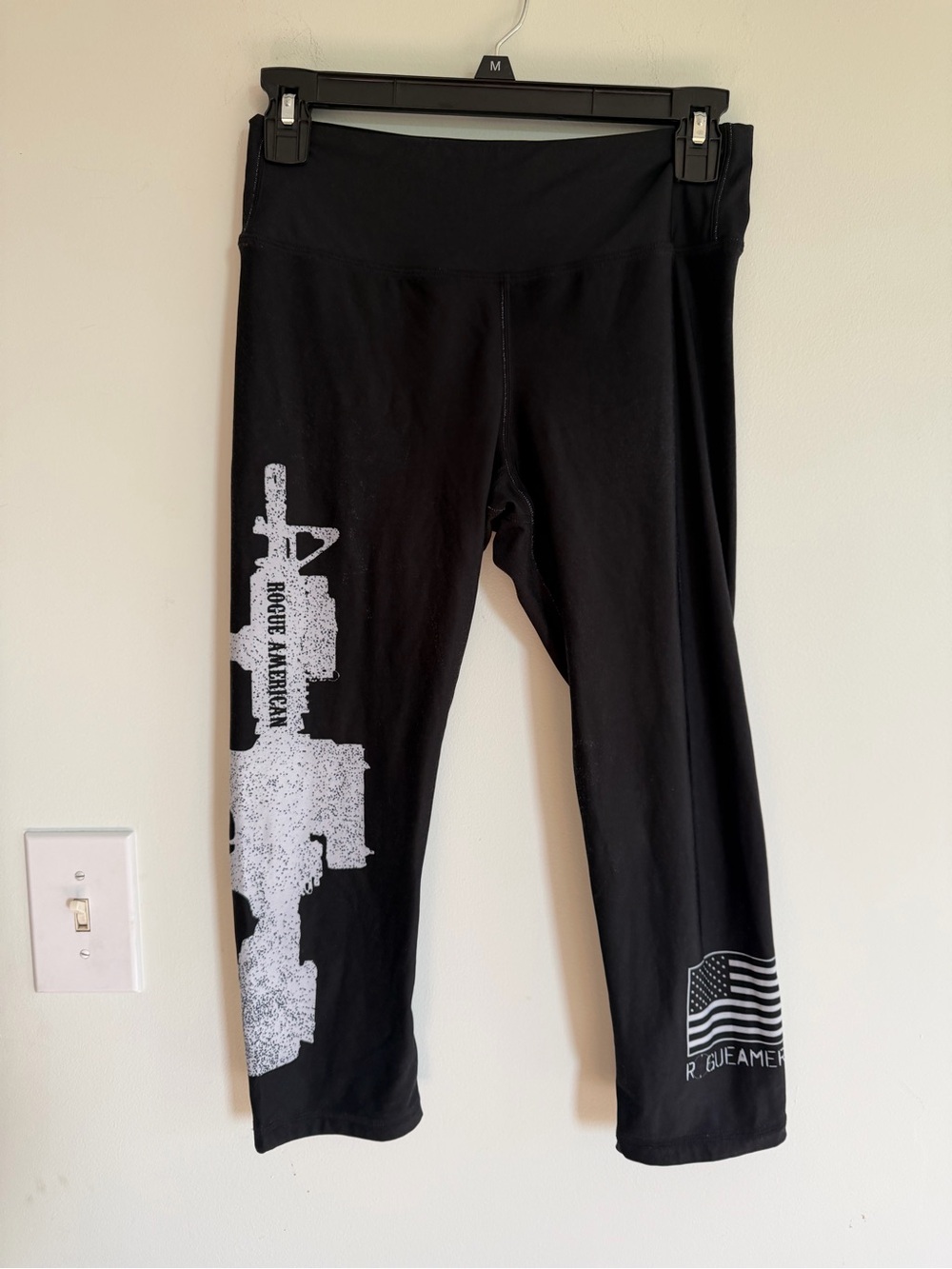 Rogue American Black Graphic Cropped Leggings